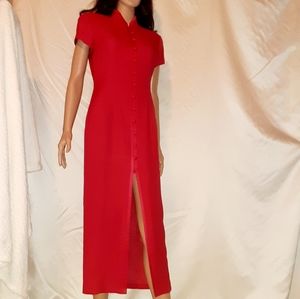 Evan-Picone Elegant Midi Red Dress 10P